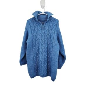 D. Sandhu Vintage Women's Cable Knit Quarter Zip Sweater - L
